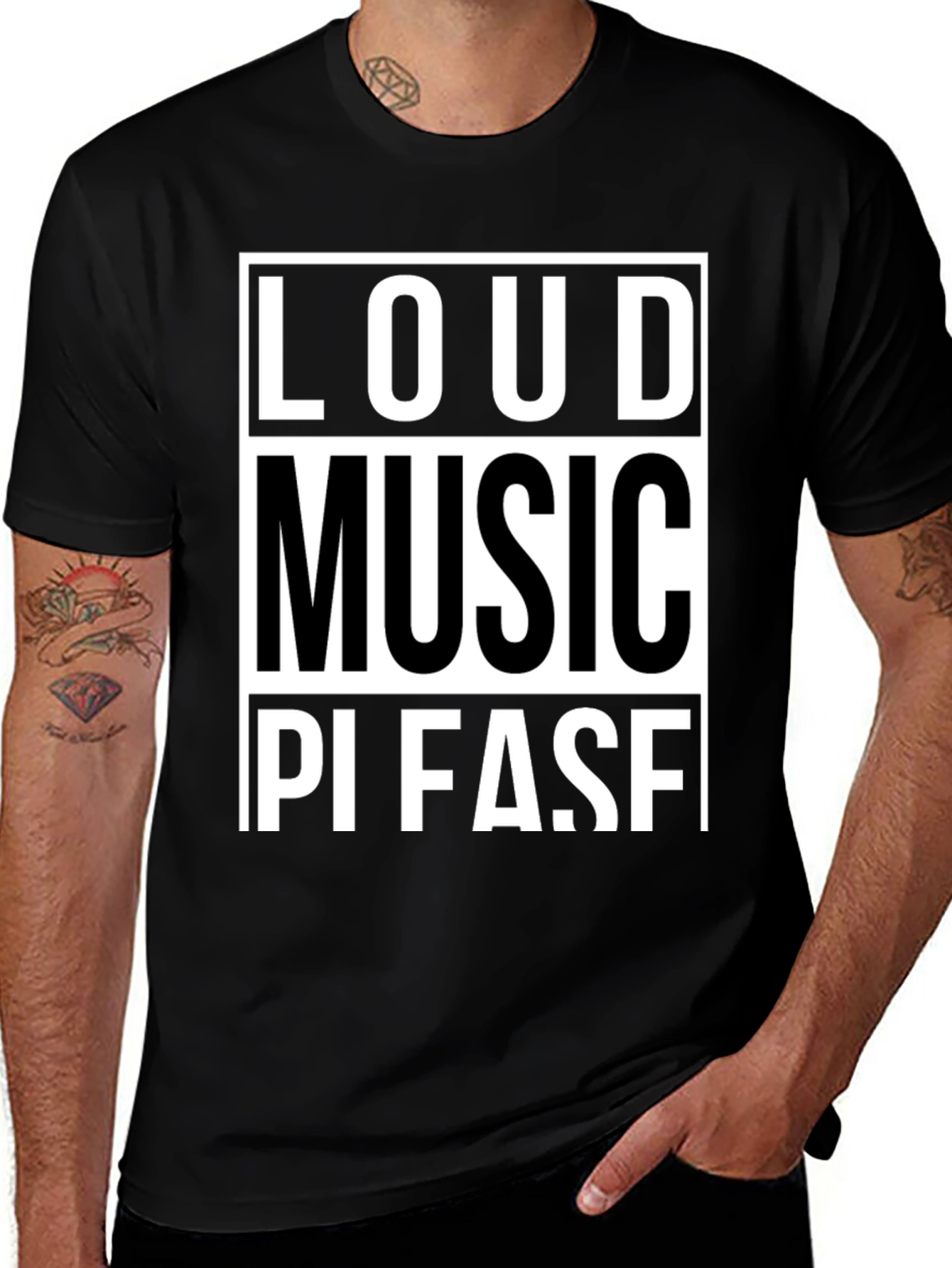 Loud Music Please Graphic Tee - Black