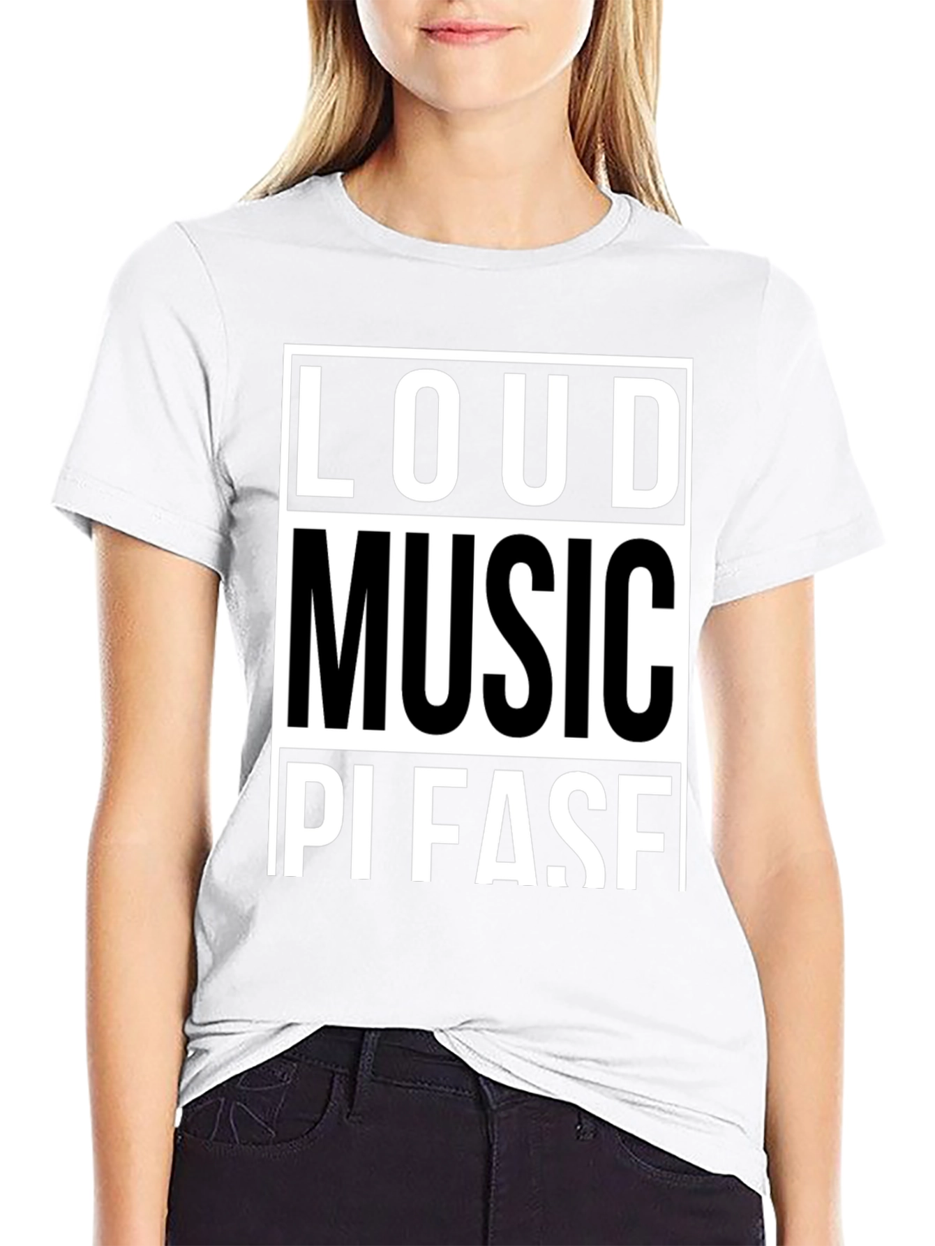 Loud Music Please Graphic Tee - Black
