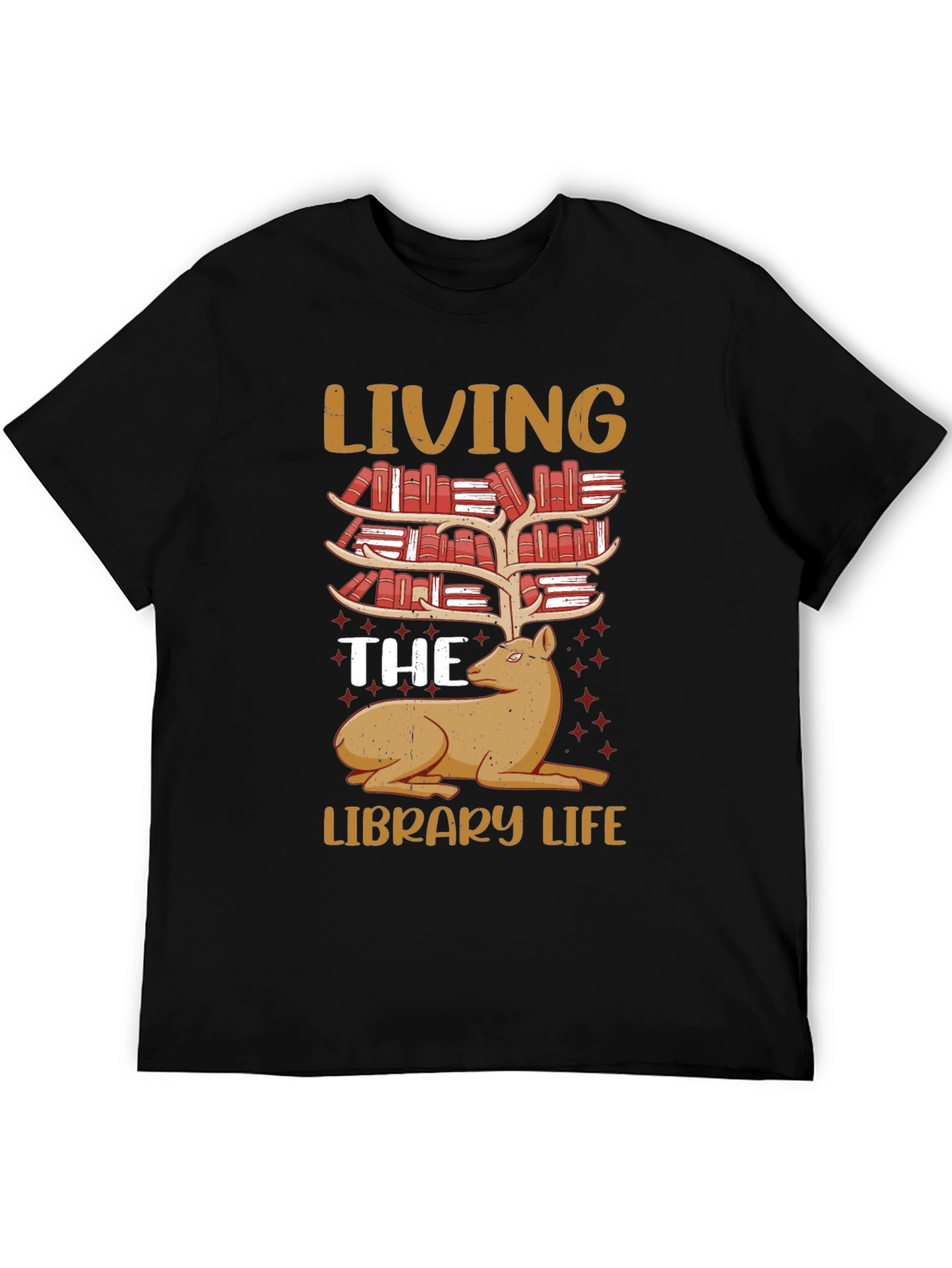 Library Life Book Deer T-Shirt