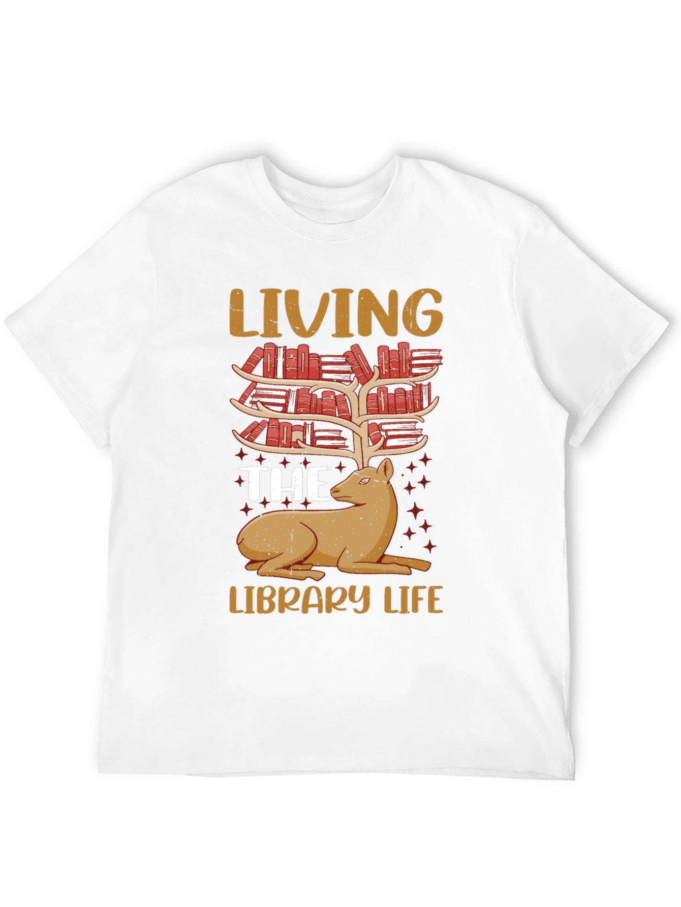 Library Life Book Deer T-Shirt