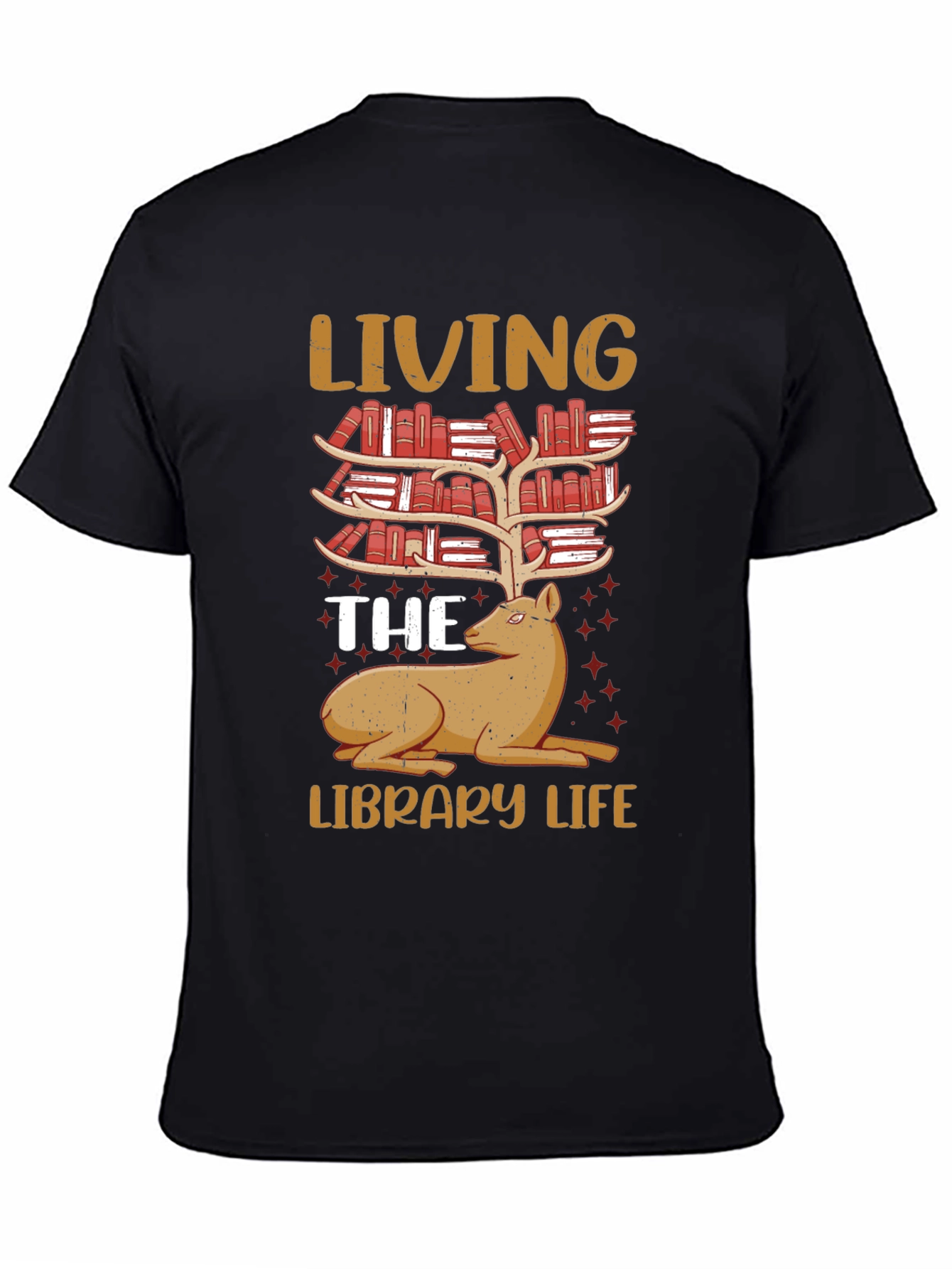 Library Life Book Deer T-Shirt