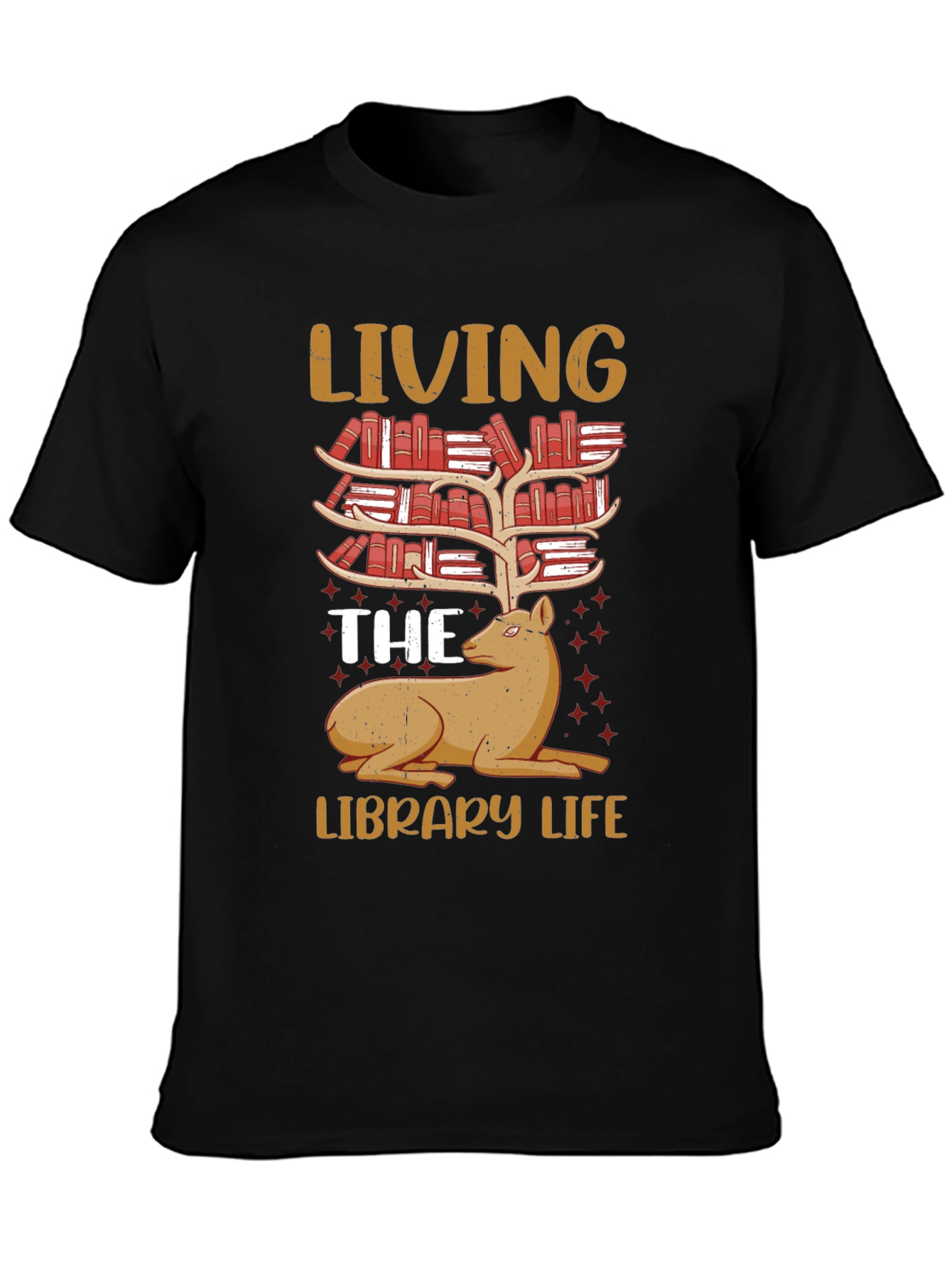 Library Life Book Deer T-Shirt