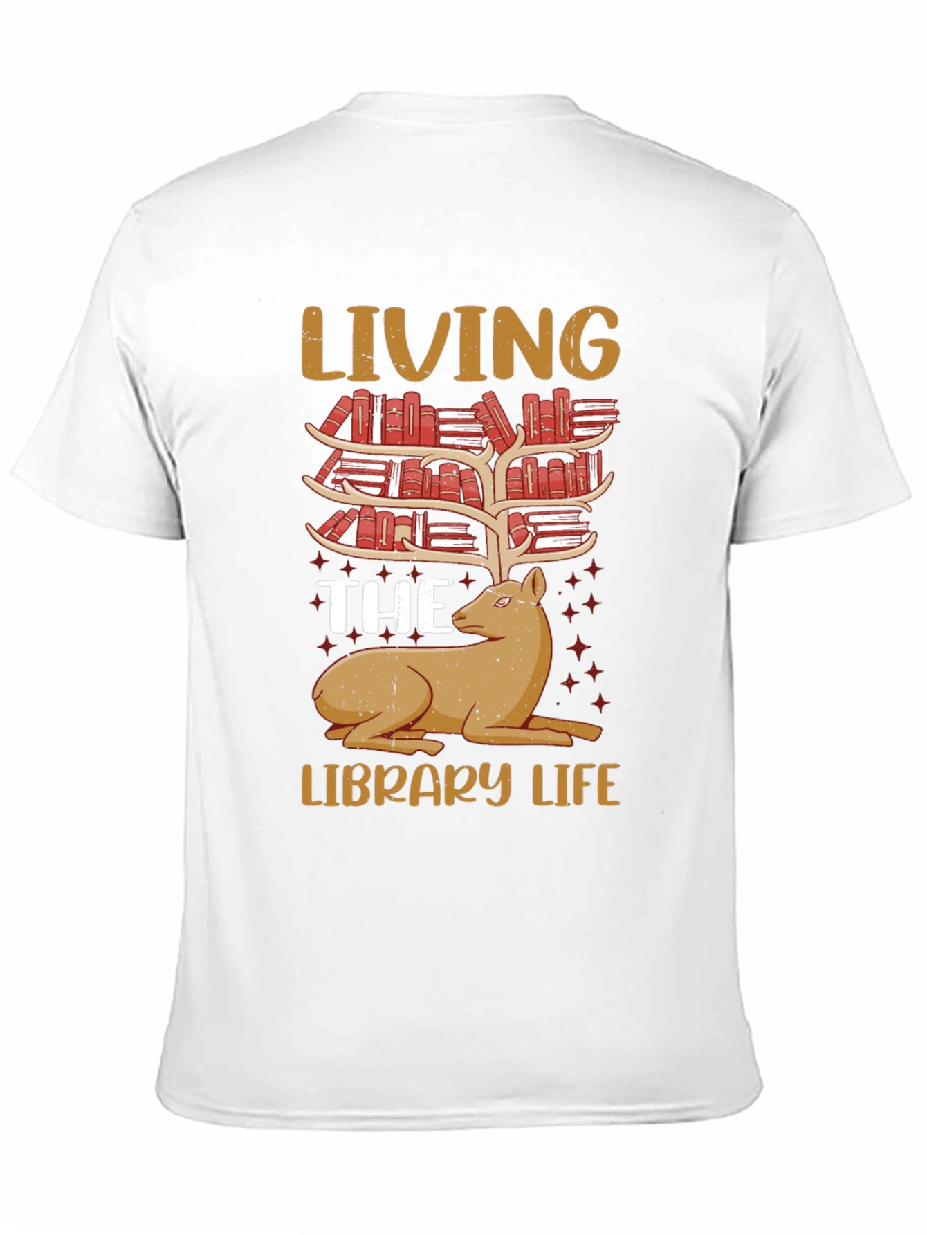 Library Life Book Deer T-Shirt