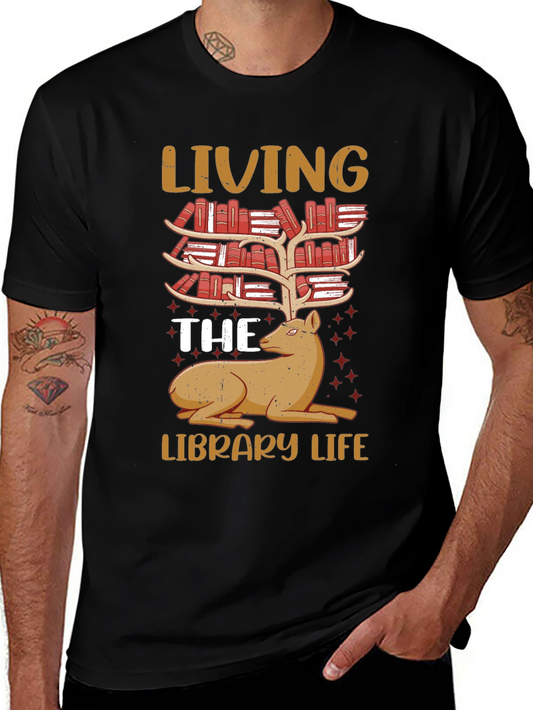 Library Life Book Deer T-Shirt
