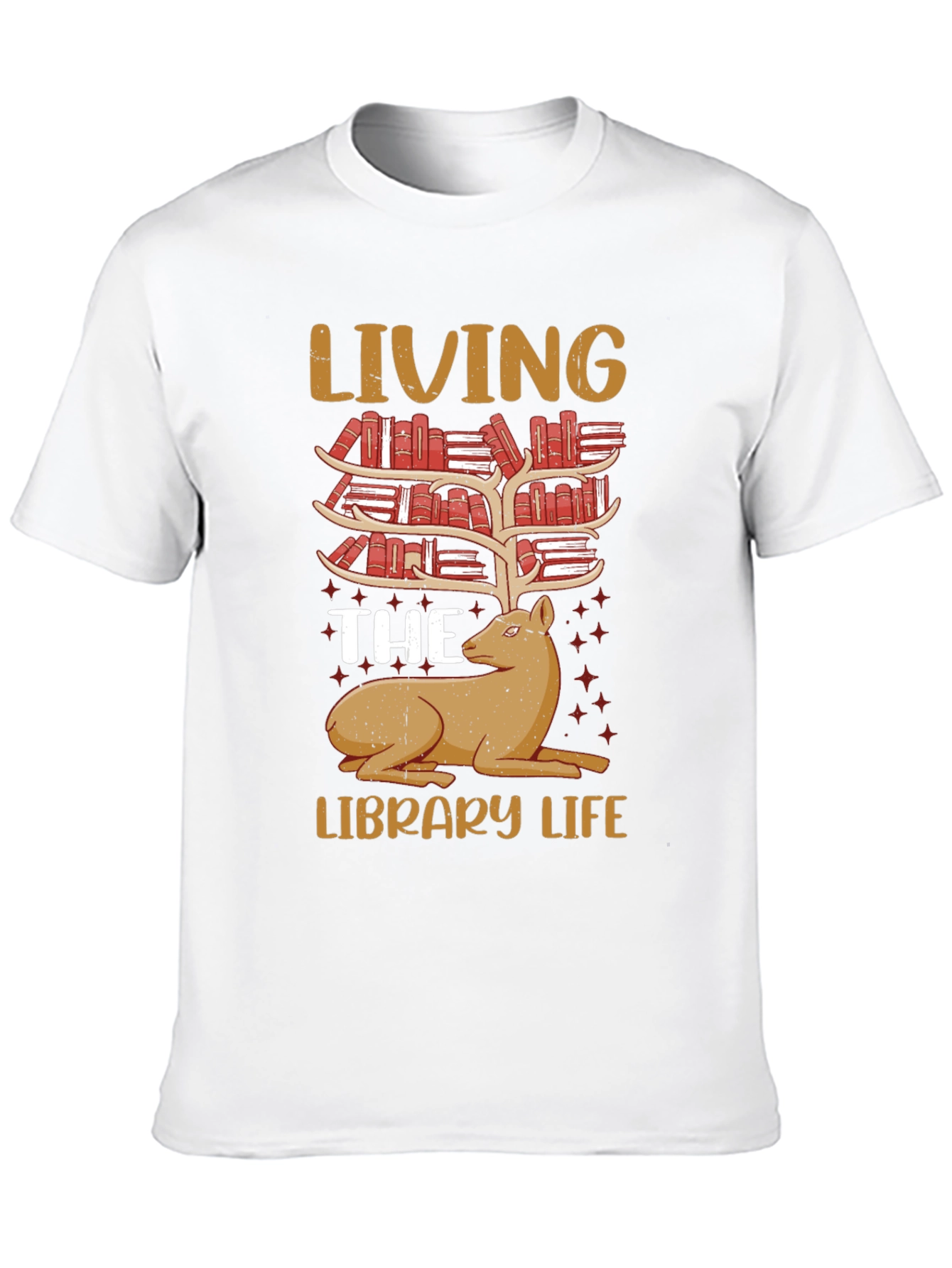 Library Life Book Deer T-Shirt