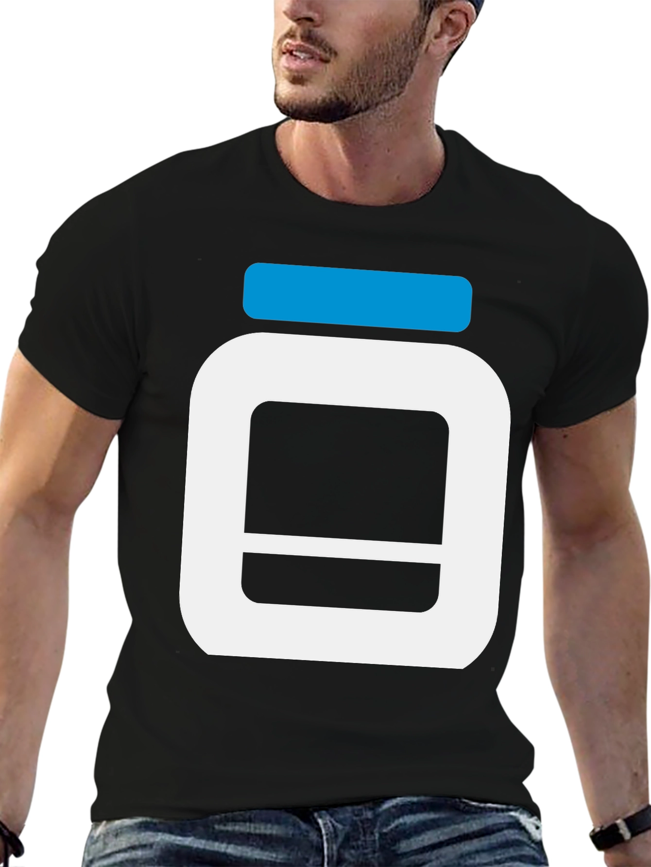 Black T-Shirt with Supplement Container Graphic