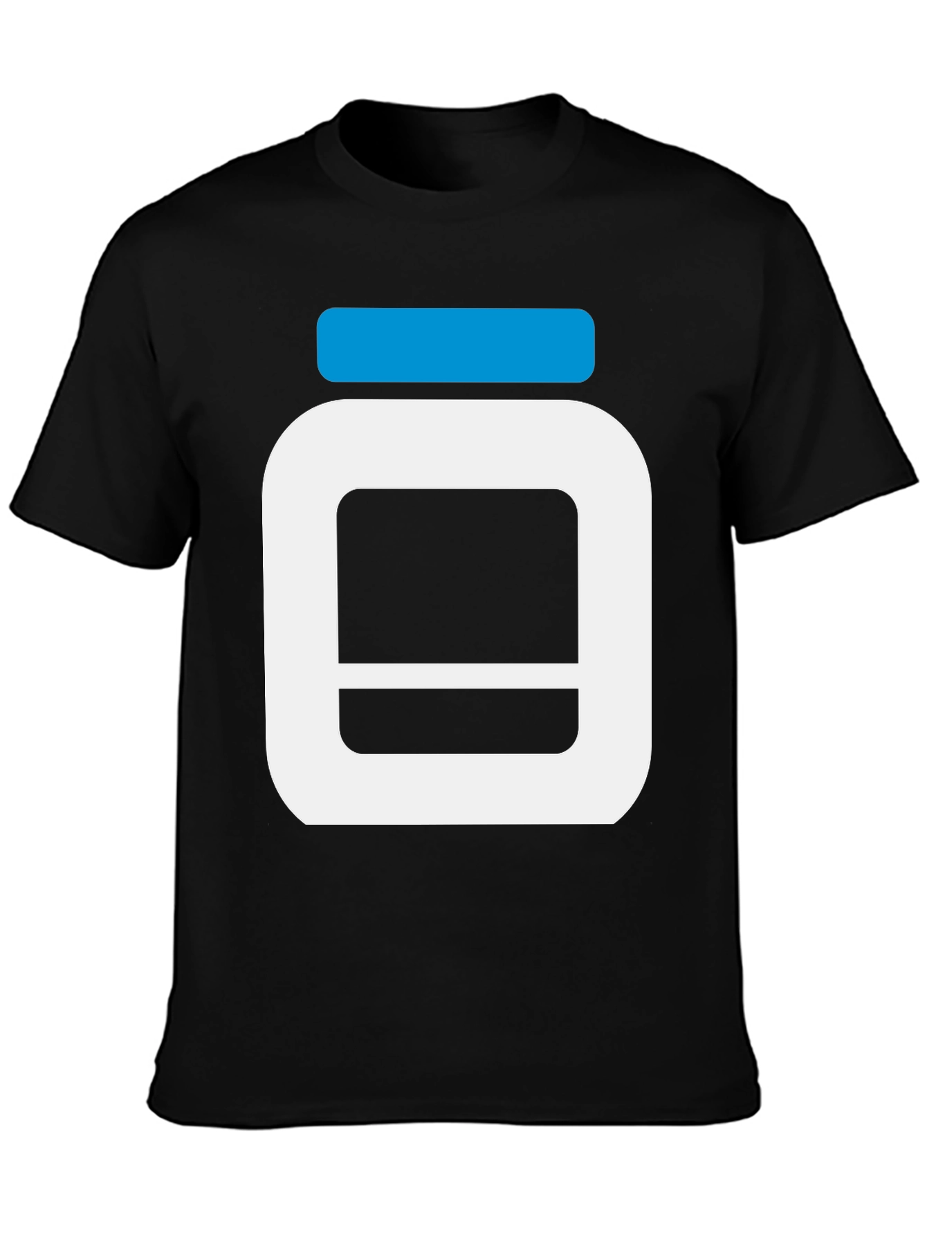 Black T-Shirt with Supplement Container Graphic