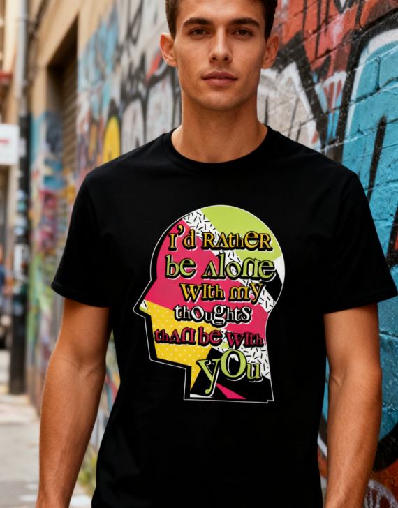 Bright 'Alone With Thoughts' Statement Tee for Modern Introverts