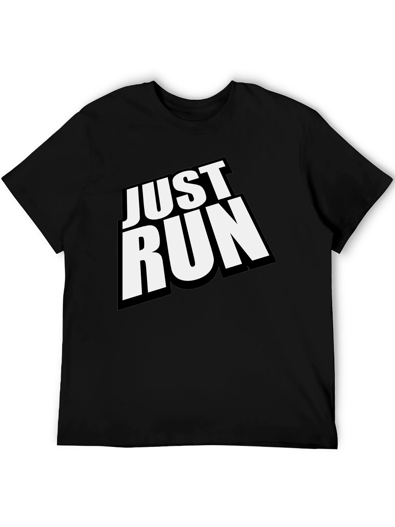 Just Run Black Graphic Tee for Active Lifestyles