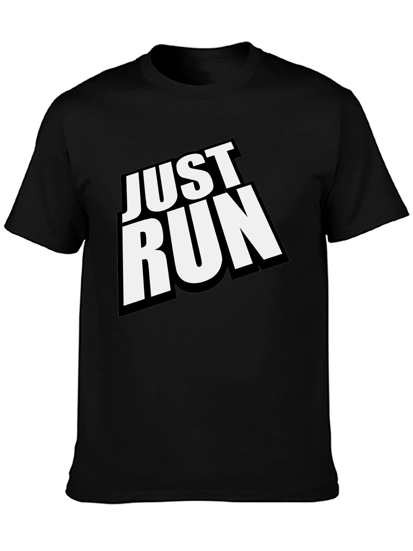 Just Run Black Graphic Tee for Active Lifestyles