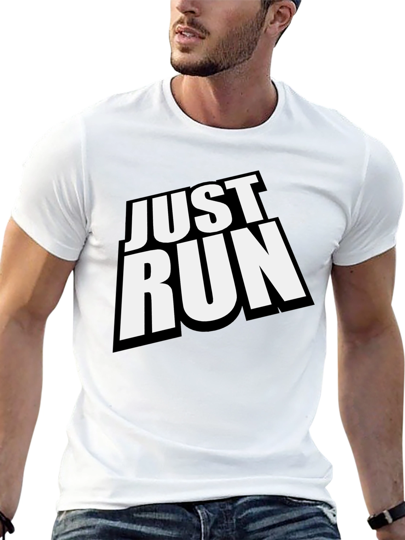 Just Run Black Graphic Tee for Active Lifestyles