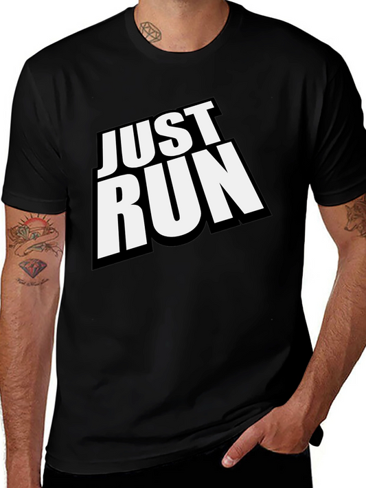 Just Run Black Graphic Tee for Active Lifestyles