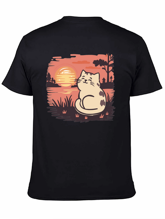 Cat Sunset Graphic Tee - Cozy Comfort Stylish Design