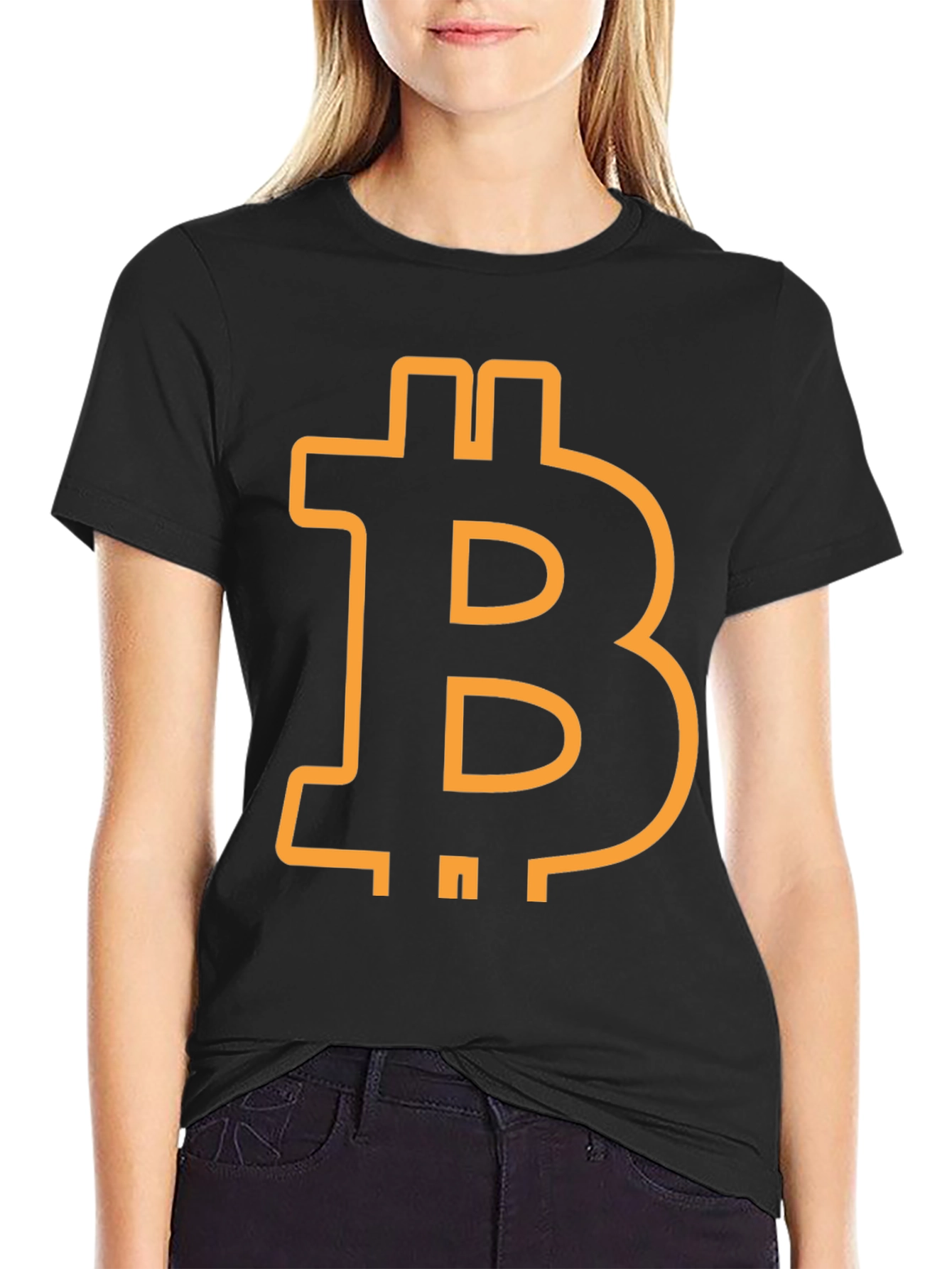 Bitcoin Symbol Graphic Tee - Black Cotton Blend