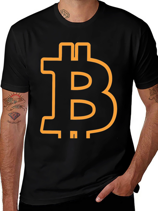 Bitcoin Symbol Graphic Tee - Black Cotton Blend