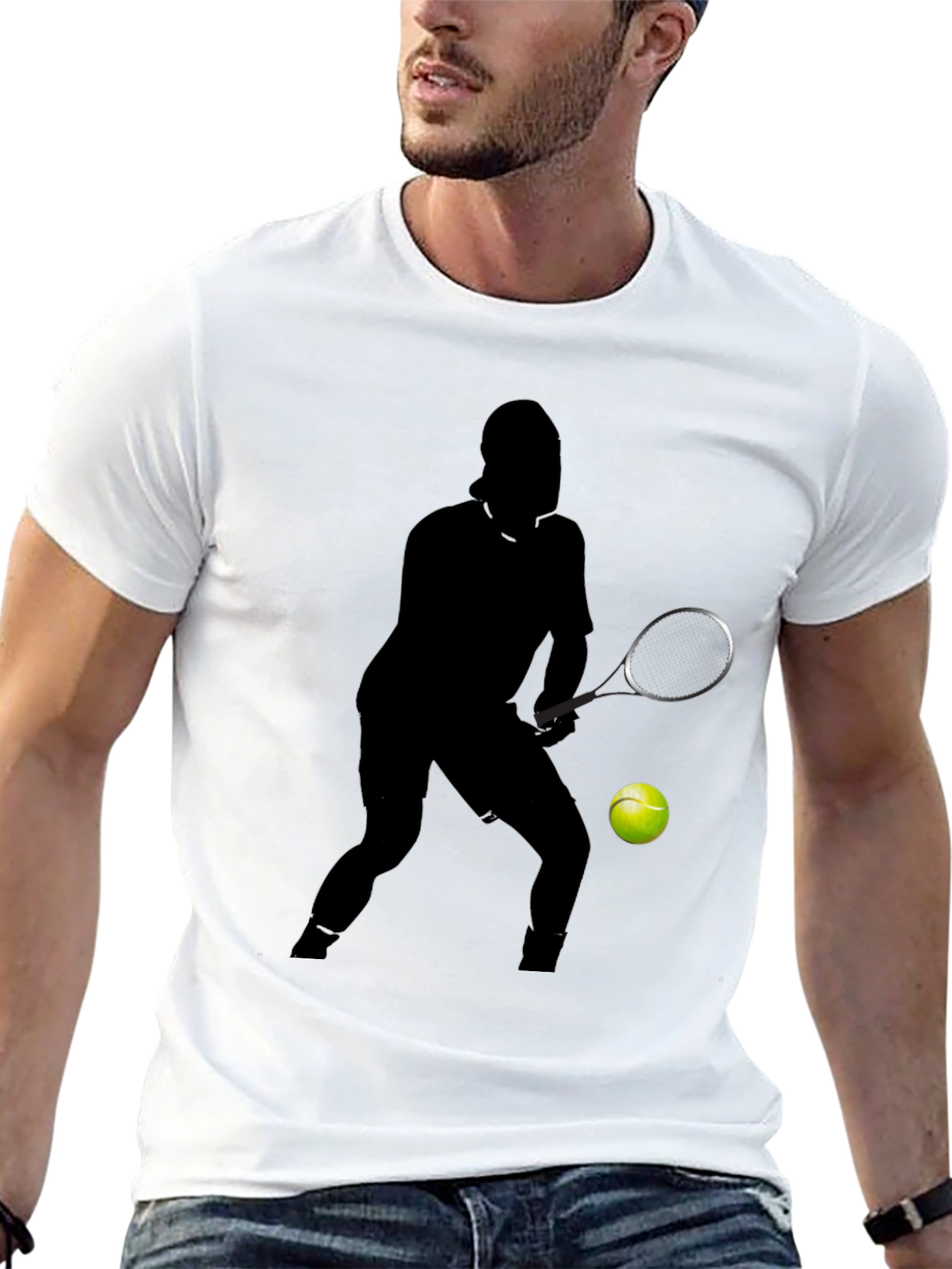 Tennis Player Silhouette Graphic T-Shirt