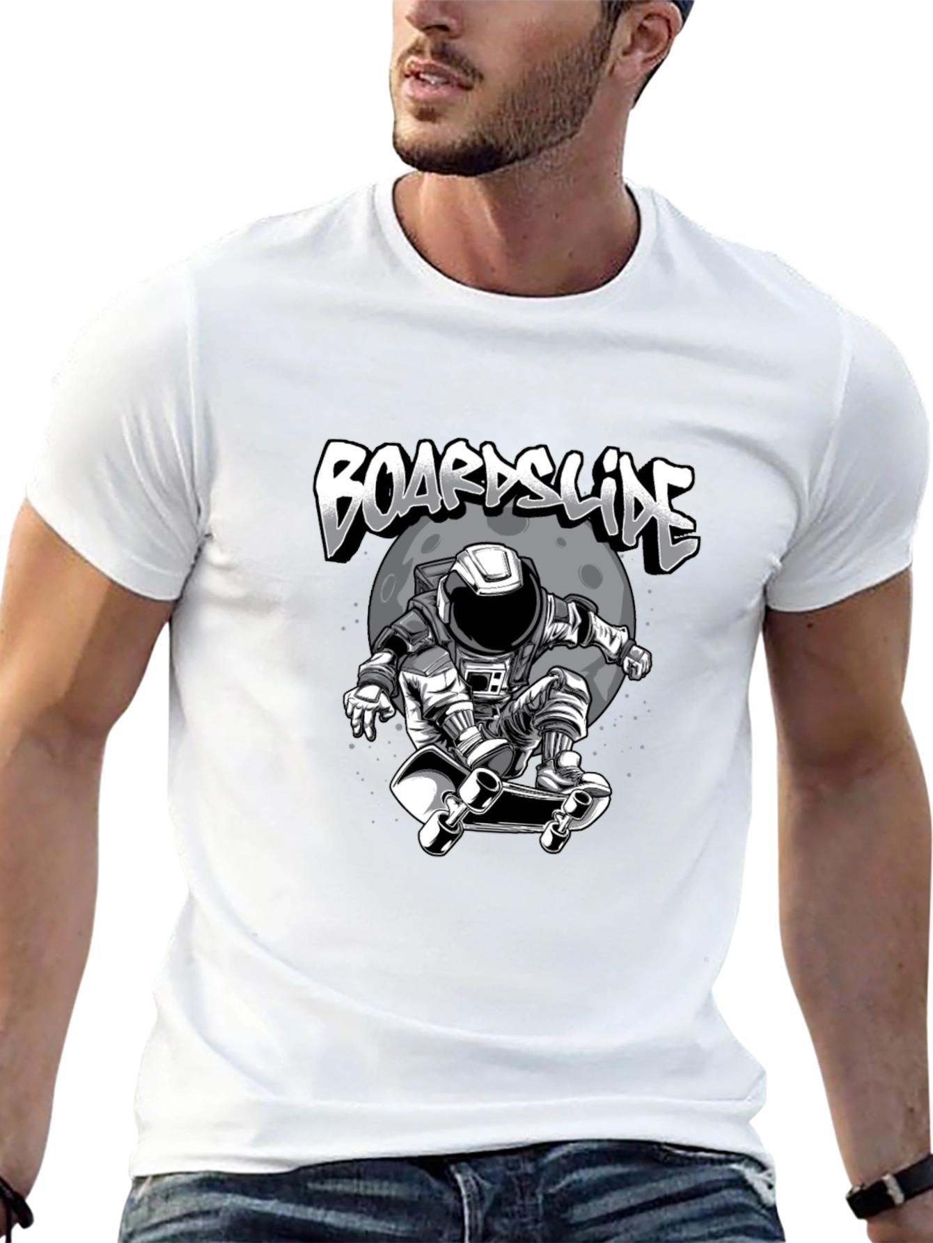 Astronaut Skateboarder Black T-Shirt