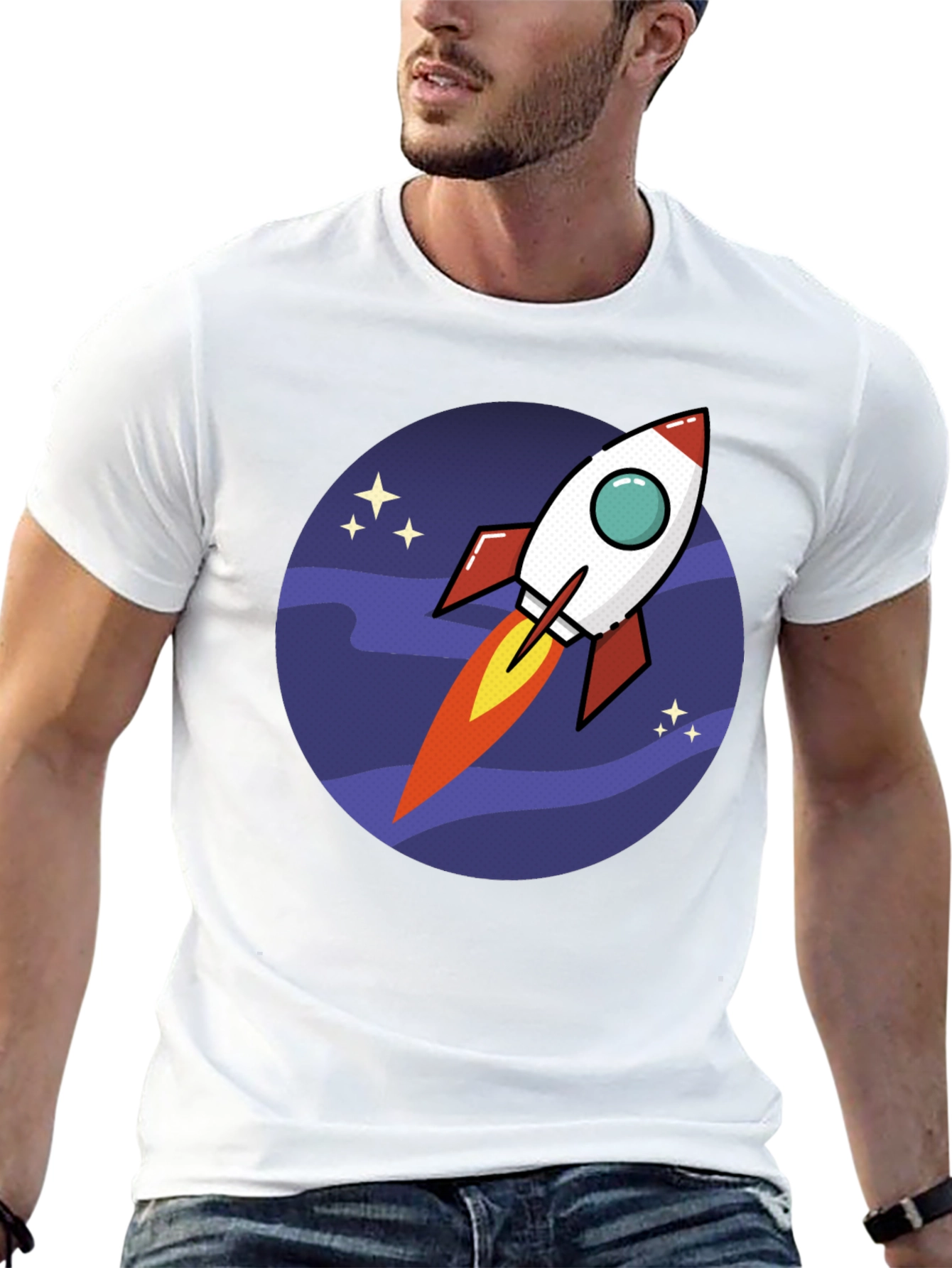 Rocket in Space T-Shirt - Fun Design