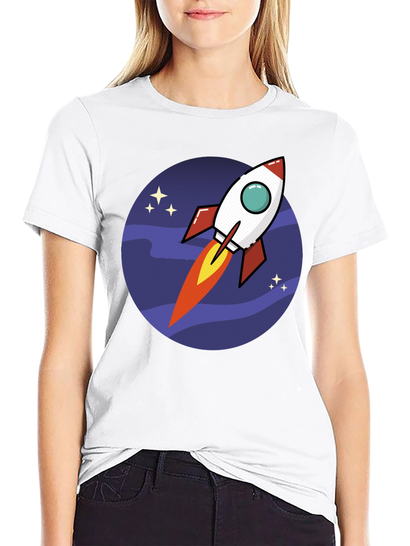 Rocket in Space T-Shirt - Fun Design