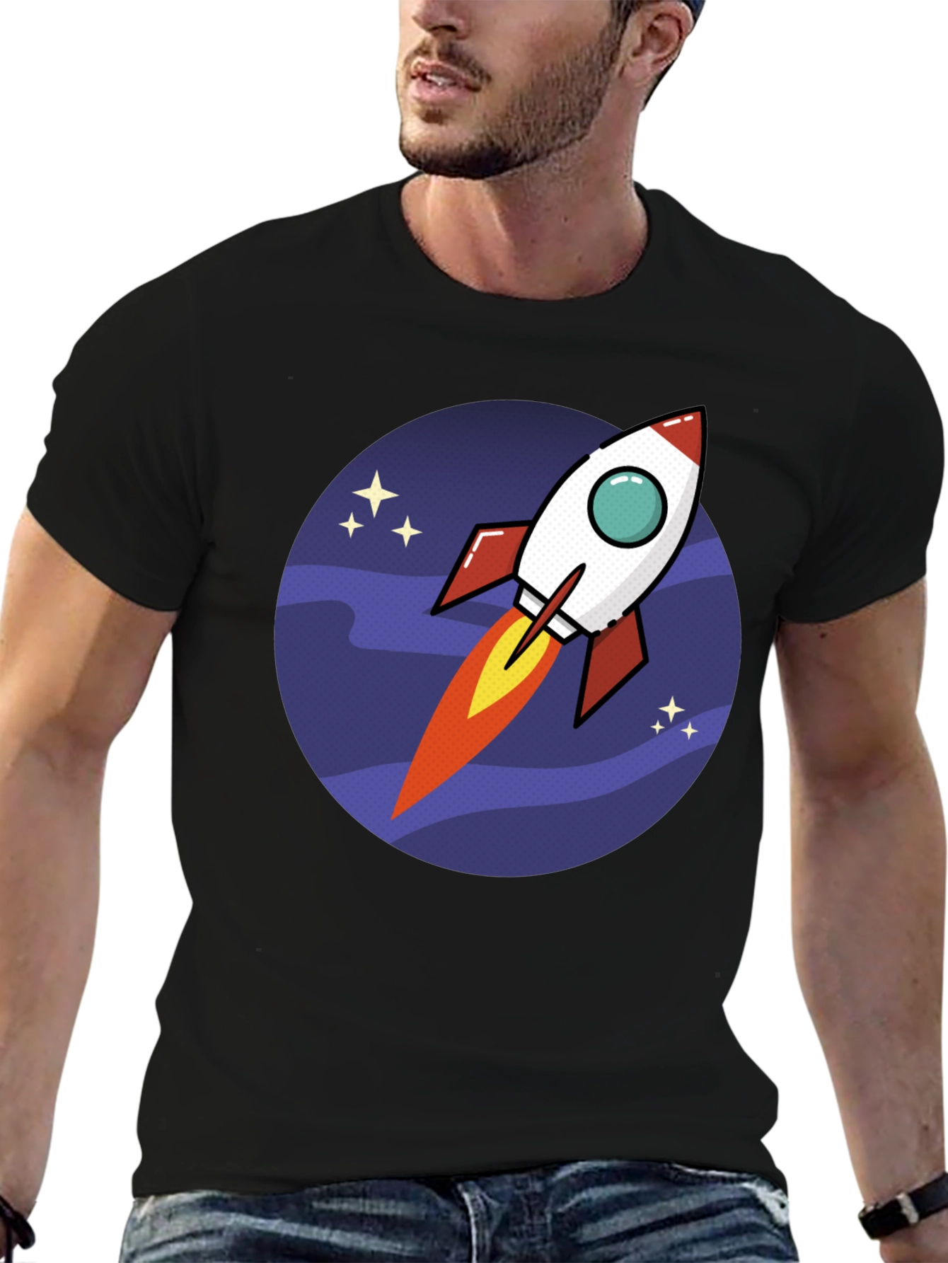 Rocket in Space T-Shirt - Fun Design