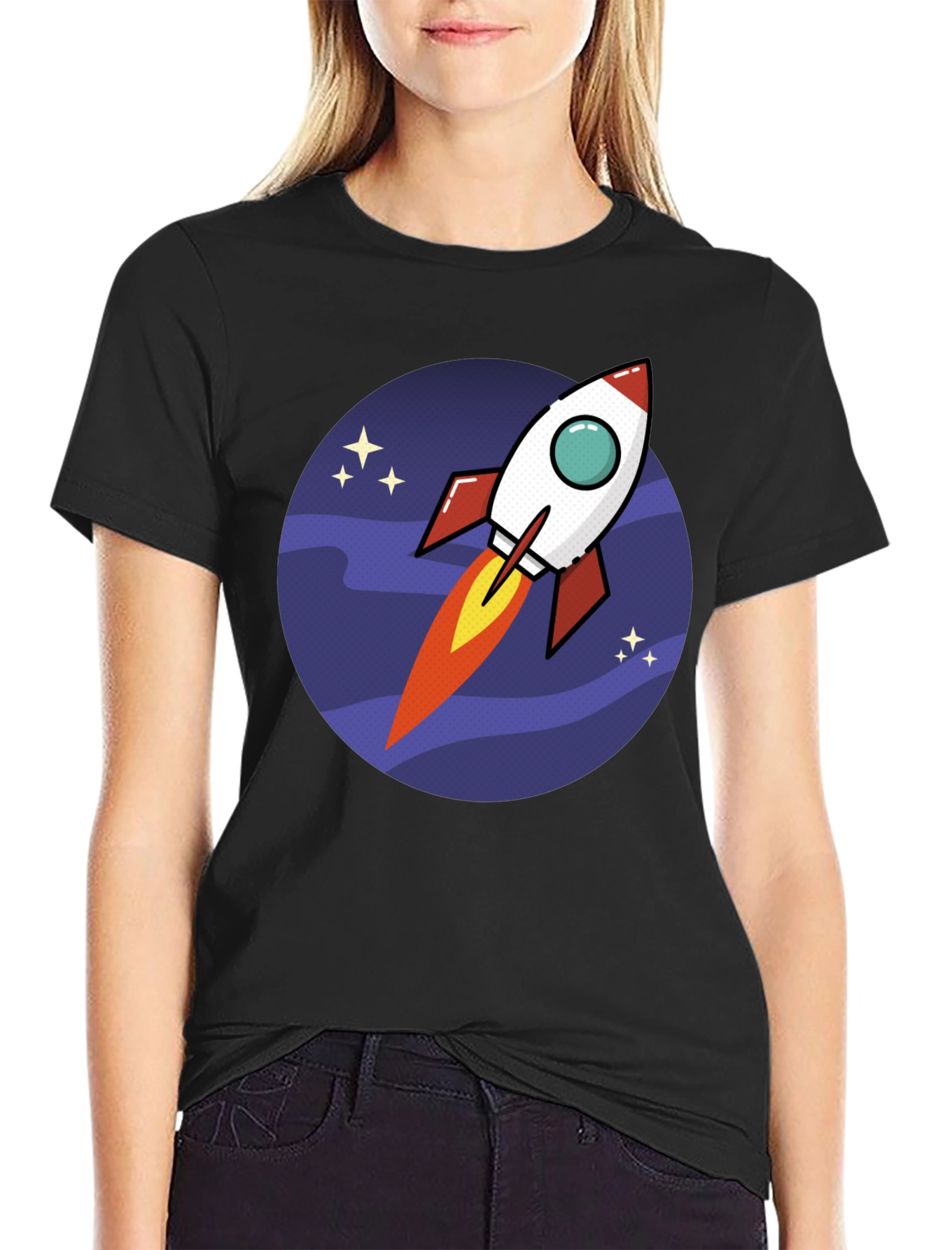 Rocket in Space T-Shirt - Fun Design