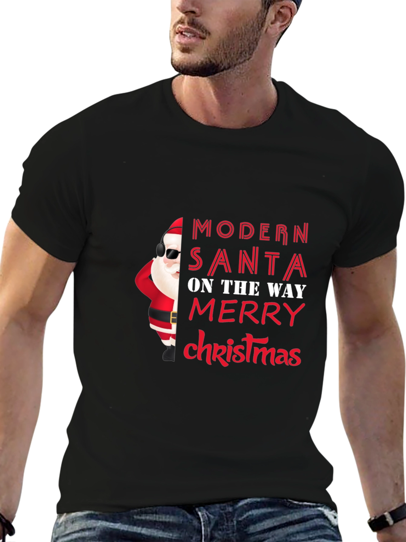 Modern Santa Christmas T-Shirt - Festive Holiday Tee