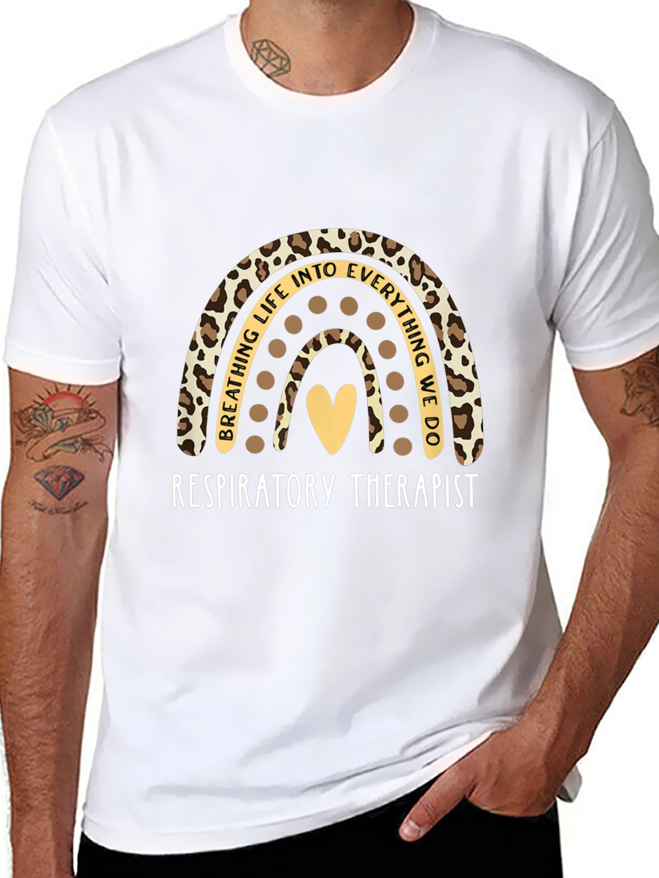 Respiratory Therapist Leopard Rainbow T-Shirt