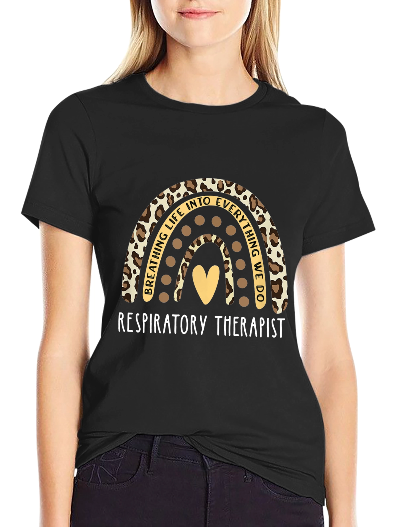 Respiratory Therapist Leopard Rainbow T-Shirt