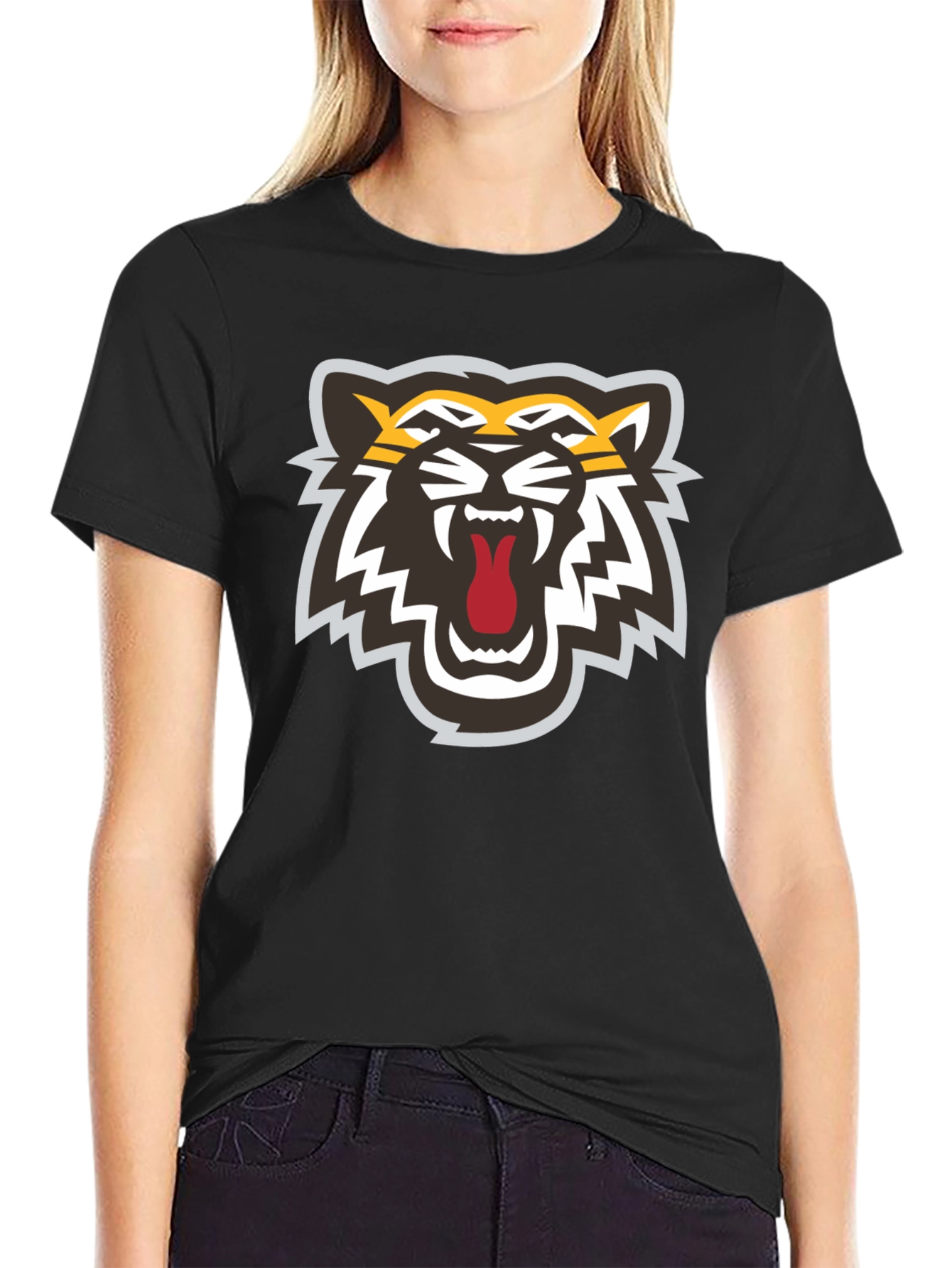 Bold Tiger Graphic Black T-Shirt