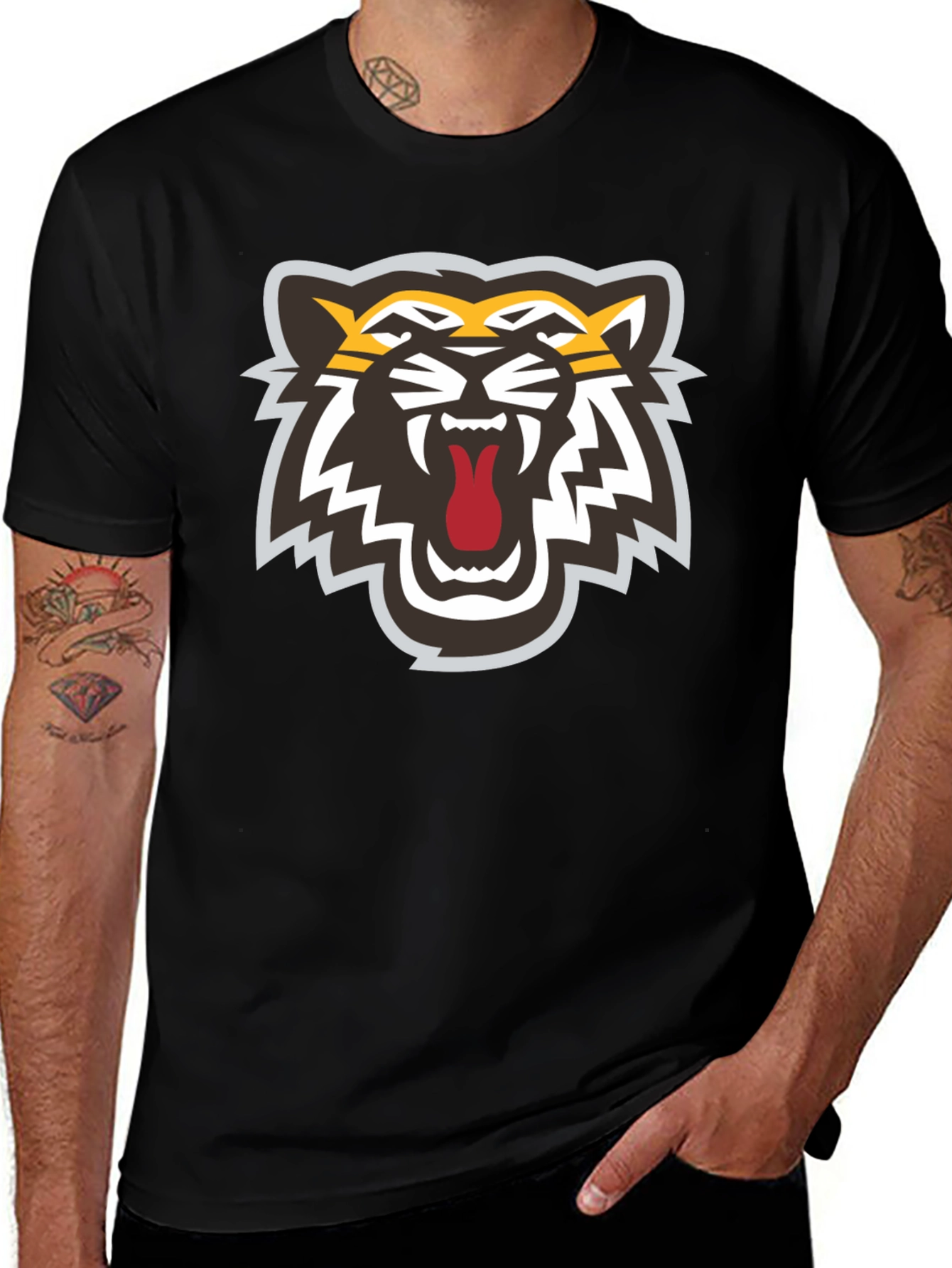 Bold Tiger Graphic Black T-Shirt