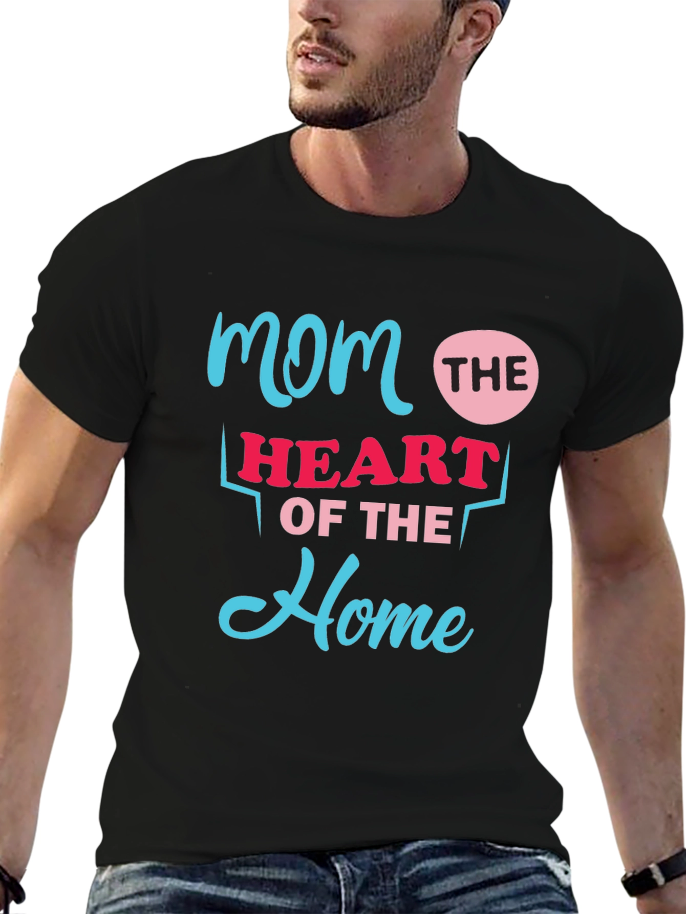 Mom The Heart Of The Home Black T-Shirt