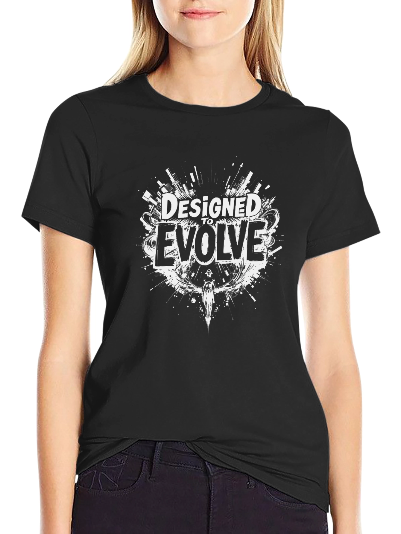Designed to Evolve Black Graphic T-Shirt
