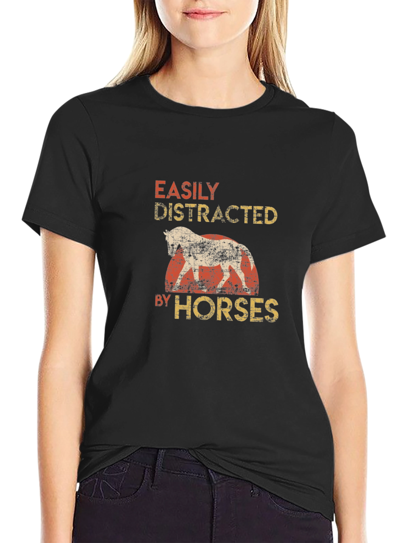 Easily Distracted By Horses Graphic T-Shirt