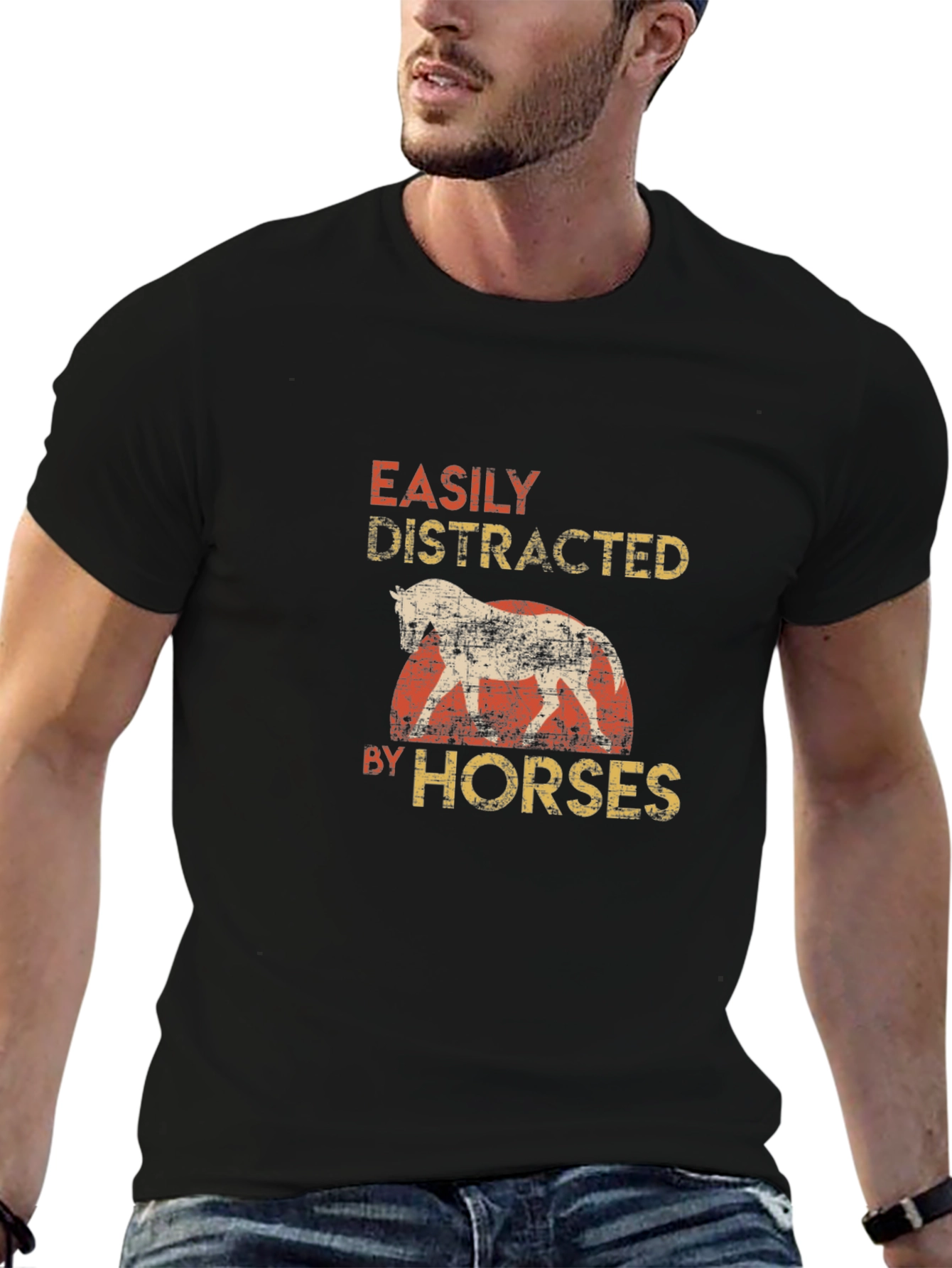 Easily Distracted By Horses Graphic T-Shirt