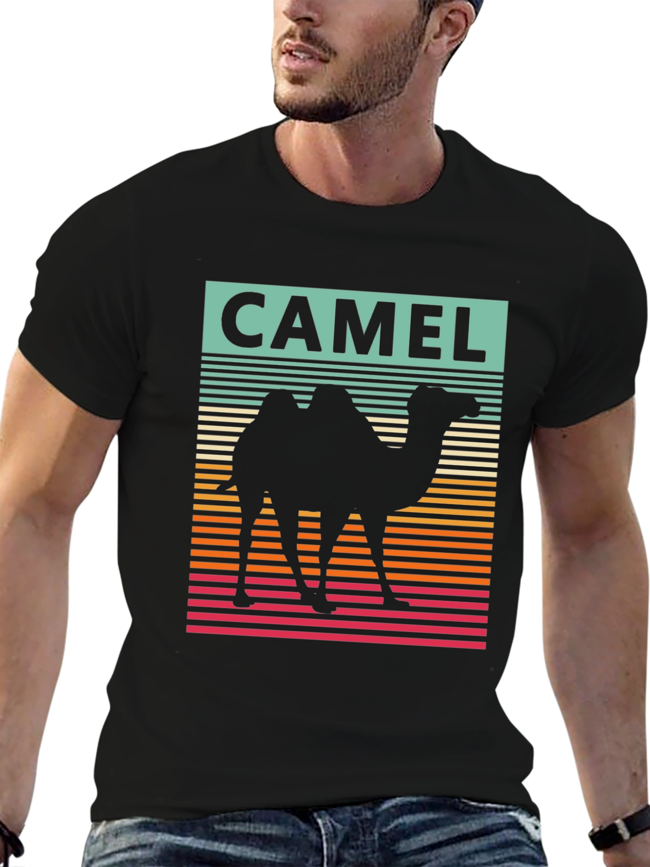 Retro CAMEL Graphic Tee - Mens Black T-Shirt