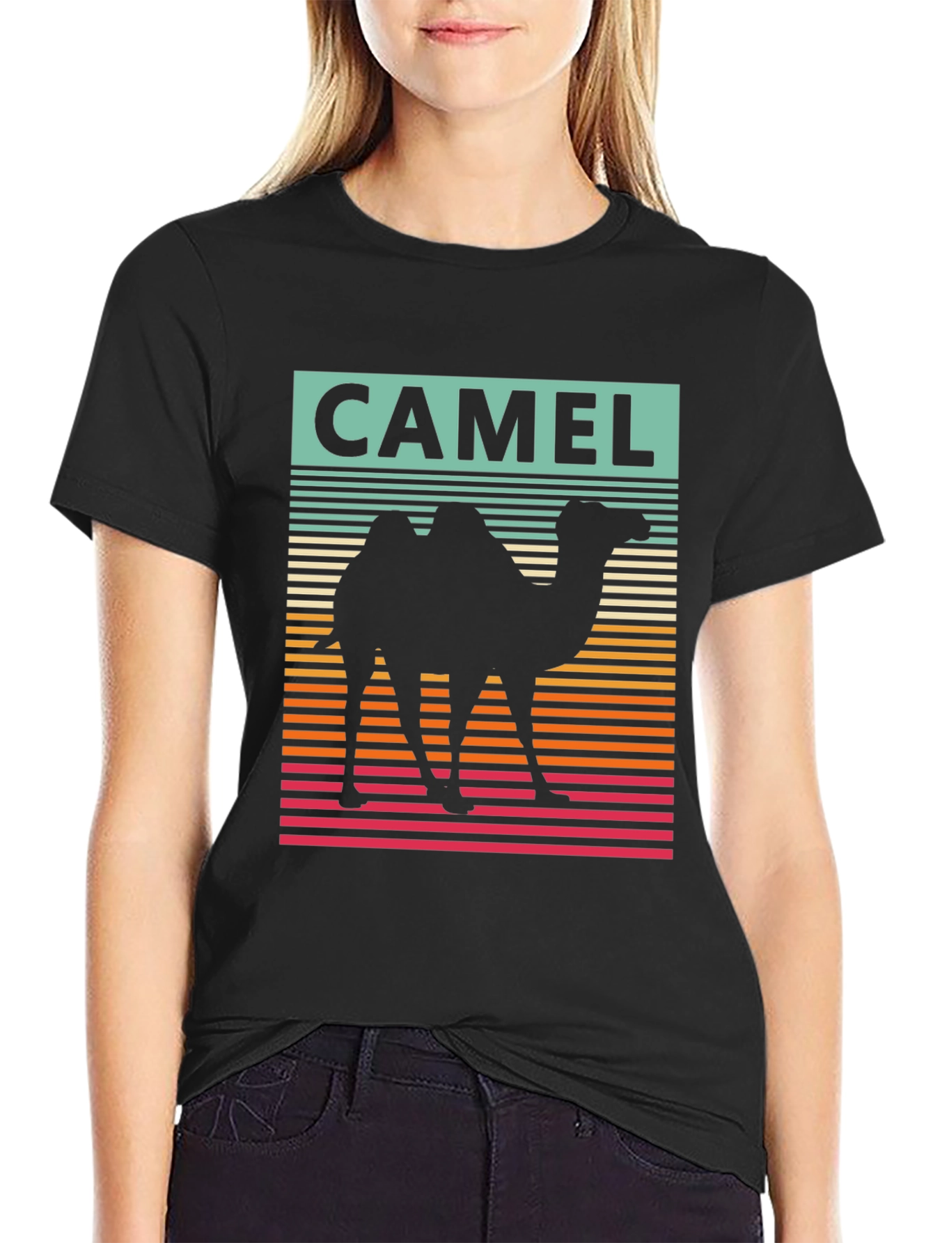 Retro CAMEL Graphic Tee - Mens Black T-Shirt
