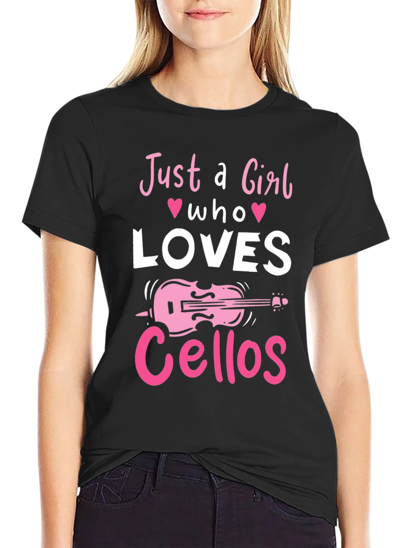 Just a Girl Who Loves Cellos Black T-Shirt