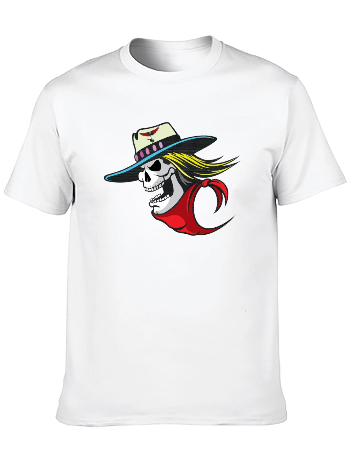 Skull Cowboy Graphic Tee - Black Cotton T-Shirt