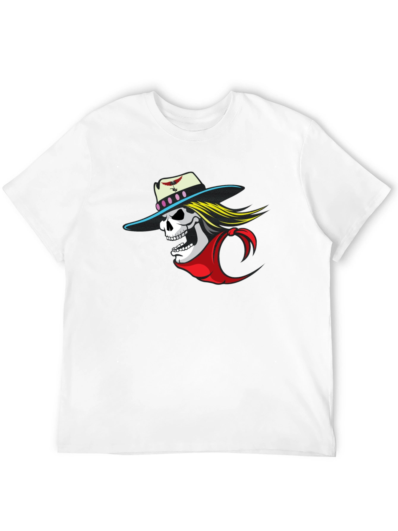 Skull Cowboy Graphic Tee - Black Cotton T-Shirt