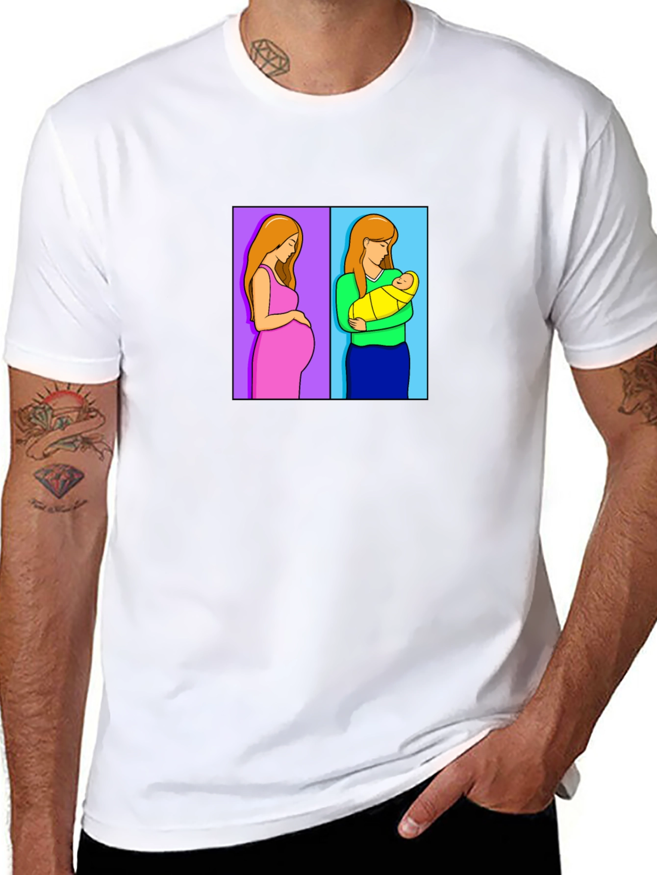 Motherhood Journey Tee - Pregnant & Newborn Design