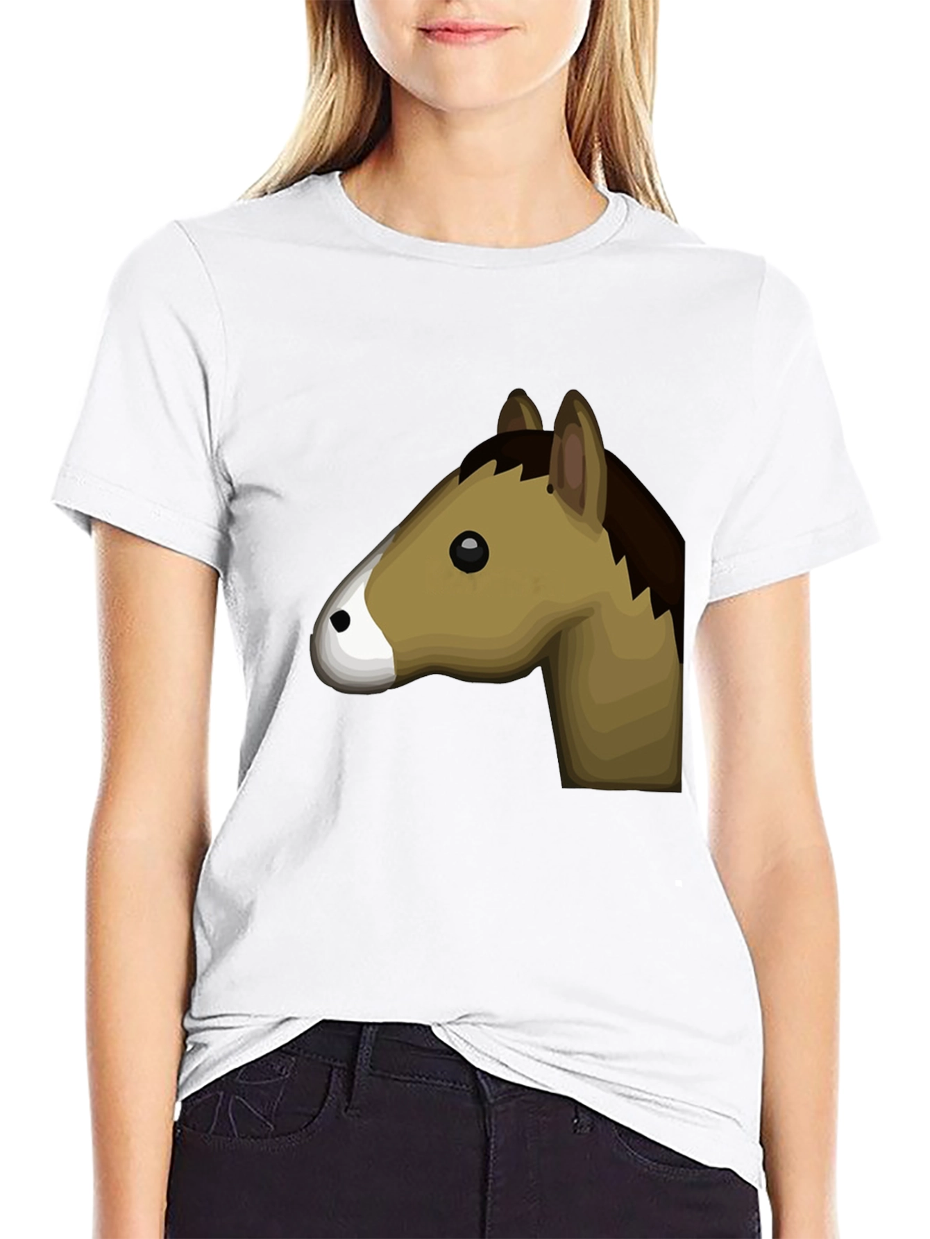 Horse Graphic Tee - Black Cotton T-Shirt