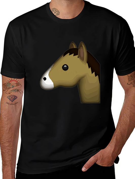 Horse Graphic Tee - Black Cotton T-Shirt