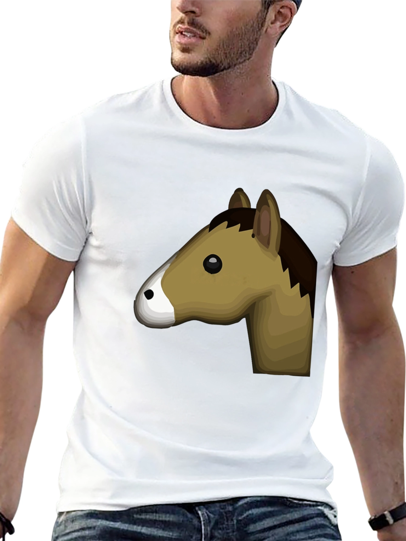 Horse Graphic Tee - Black Cotton T-Shirt