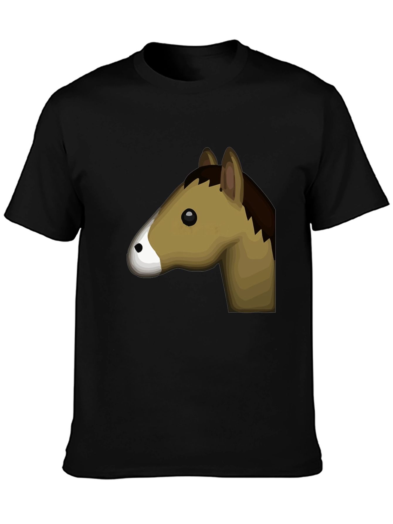 Horse Graphic Tee - Black Cotton T-Shirt