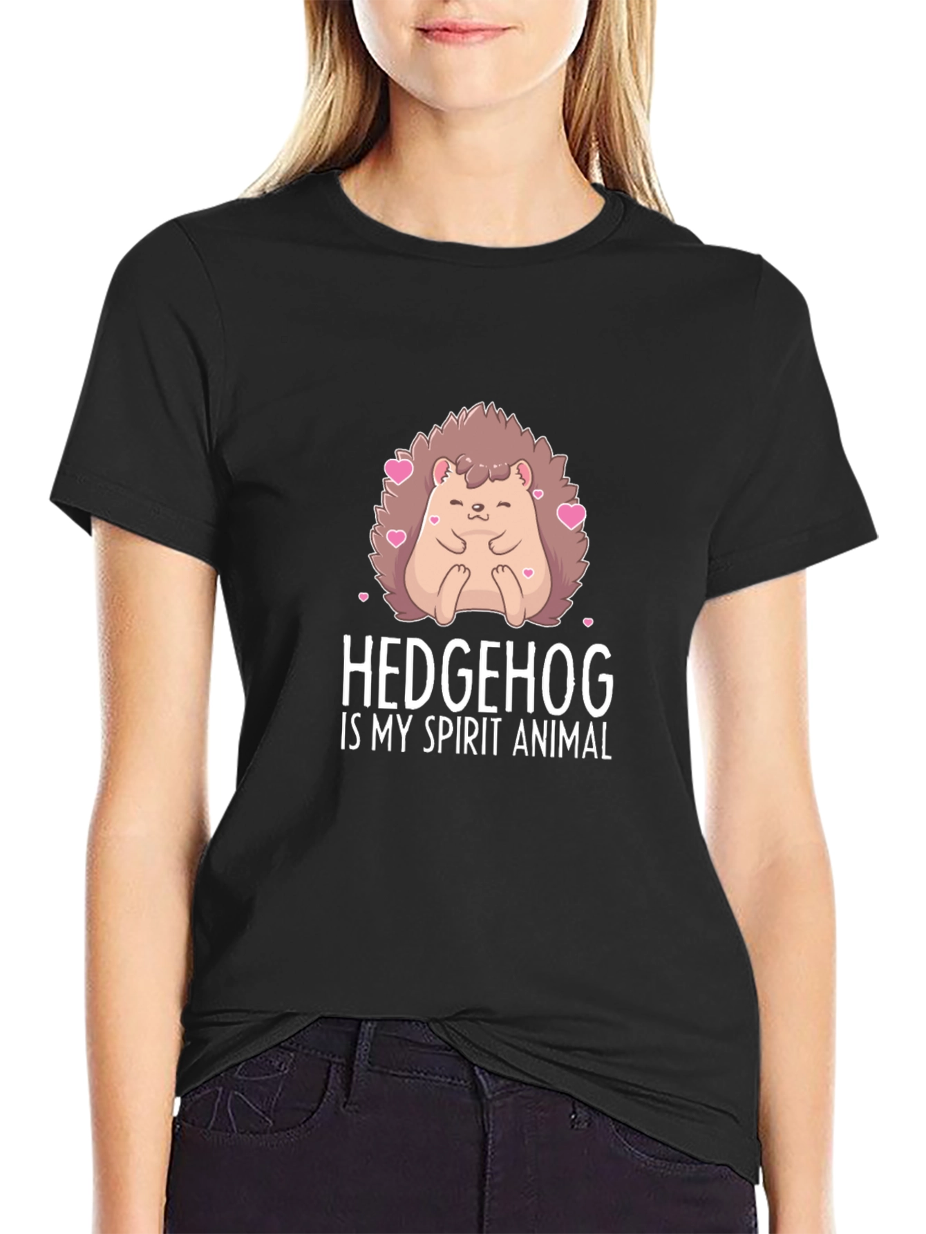 Hedgehog Spirit Animal Black T-Shirt