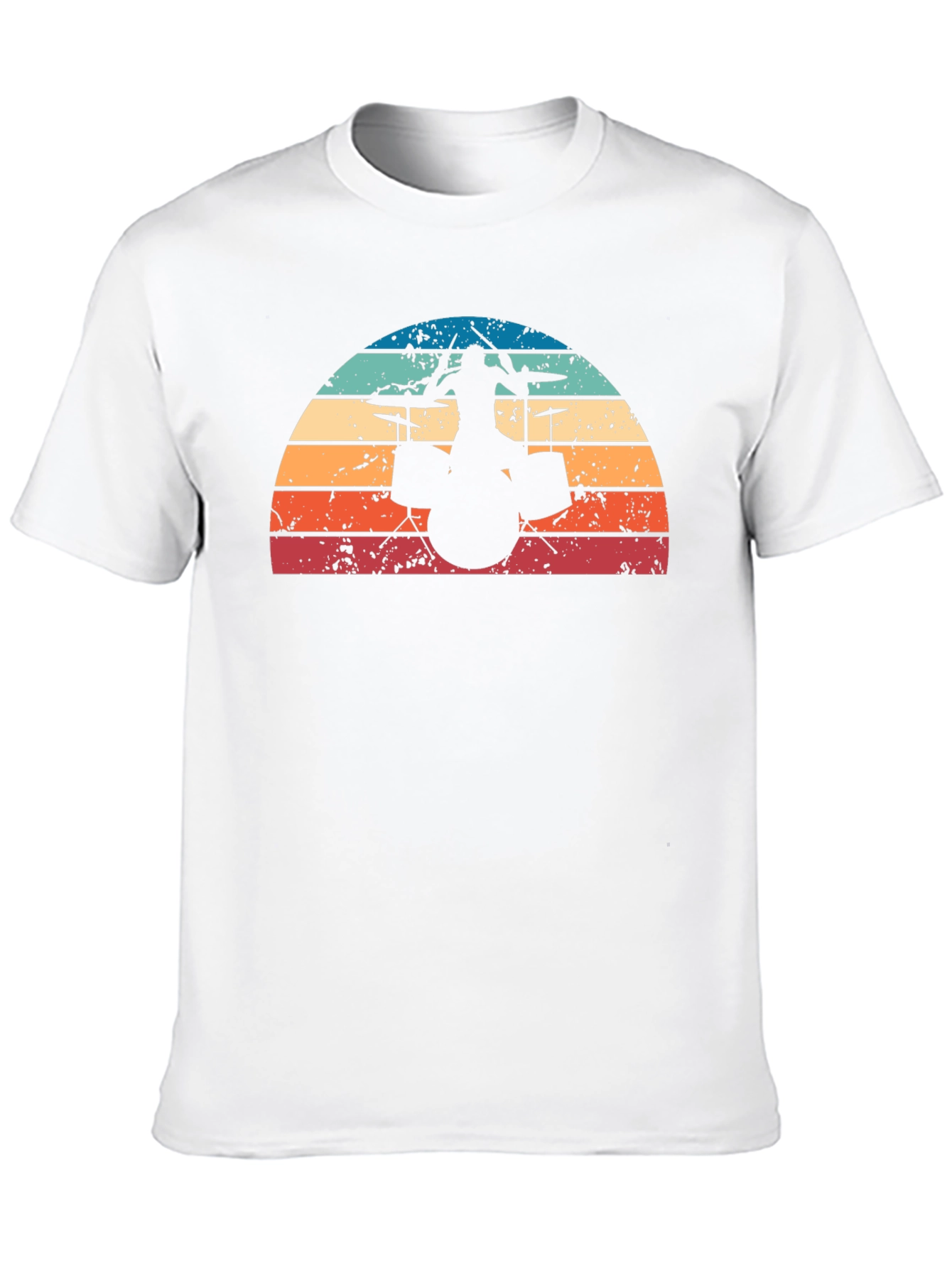 Retro Drummer Silhouette T-Shirt - Black