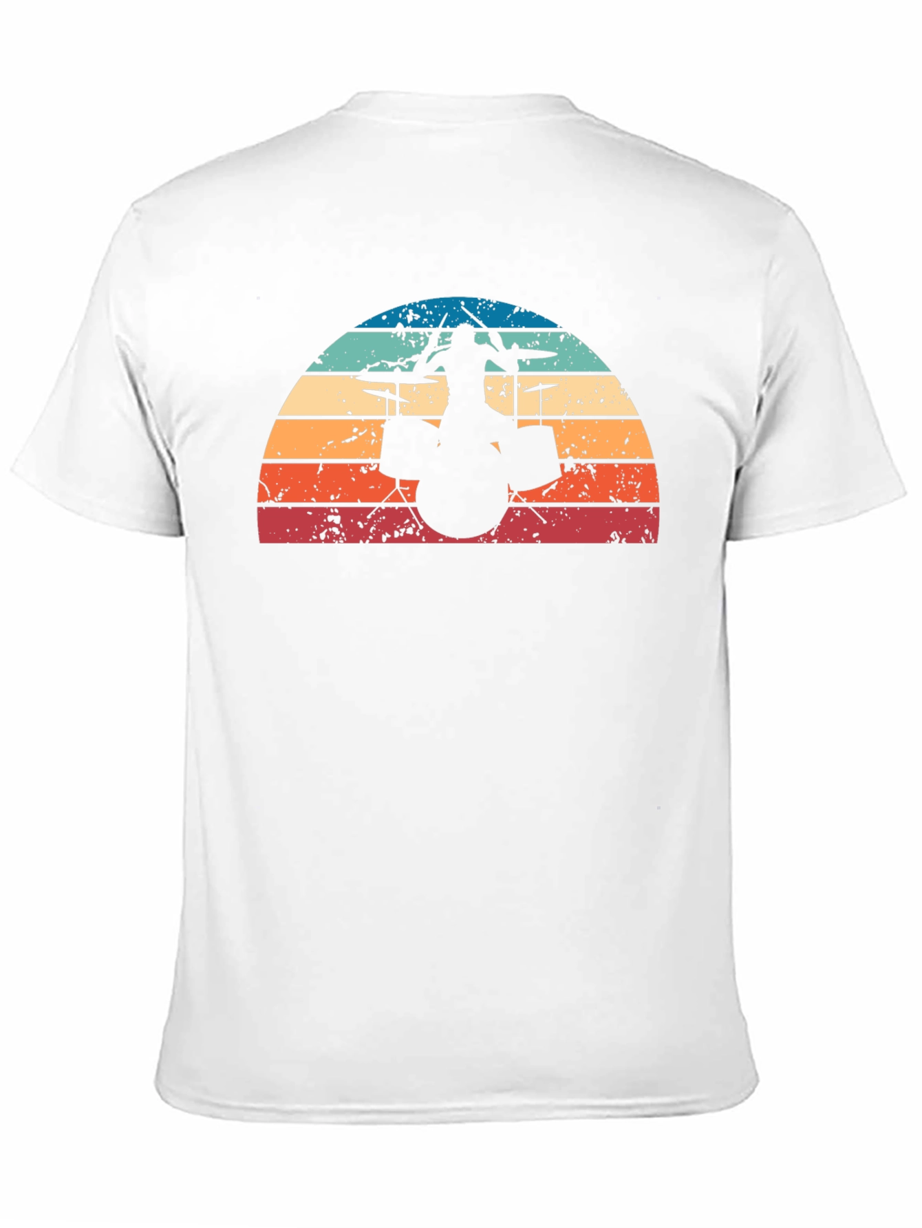 Retro Drummer Silhouette T-Shirt - Black