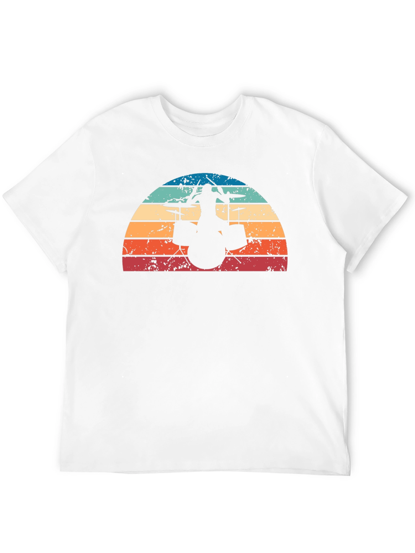 Retro Drummer Silhouette T-Shirt - Black