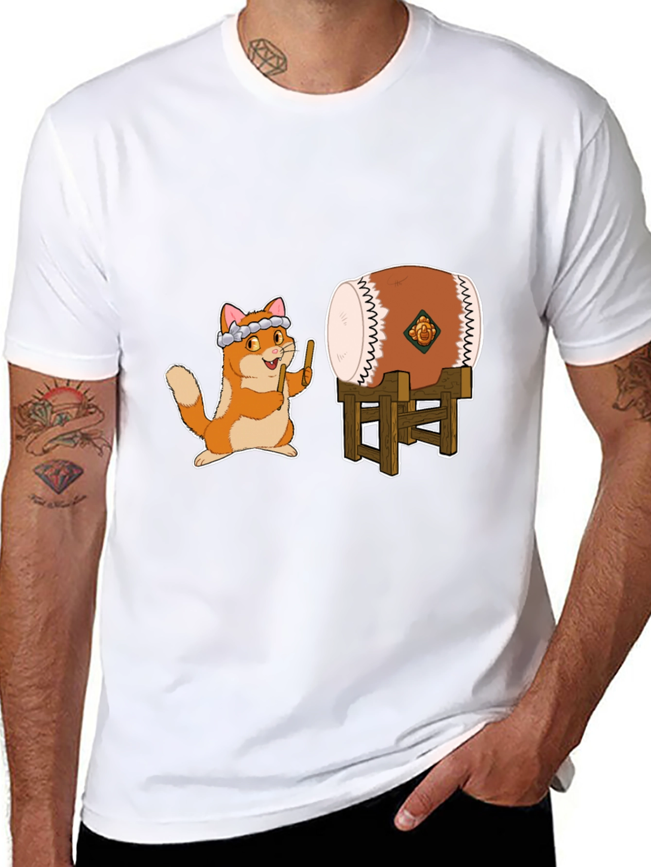 Cat Drummer Graphic Tee