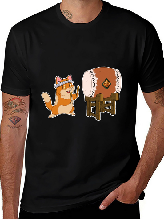 Cat Drummer Graphic Tee